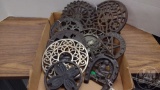 VINTAGE METAL TRIVETS, LARGEST IS ABOUT 8