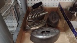 (4) VINTAGE SAD IRONS, DUBUQUE, HARPER, GIBSON, OTHER