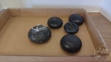 VINTAGE SLICKENSTONE, SMOOTHING STONES, (1) GREEN, (5) PCS TOTAL