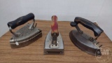 VINTAGE ELECTRIC IRONS WITH WOODEN HANDLES WITHOUT CORDS, (1) AMERICAN