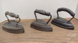 VINTAGE SAD IRONS, ALL WITH METAL HANDLES