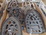 VINTAGE METAL TRIVETS, LARGEST IS 8