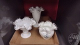 FENTON SILVER CREST (3) PIECES, (1) HAND PAINTED