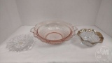 PINK AND YELLOW DEPRESSION GLASS, CONTENTS OF (2) CUBBIES