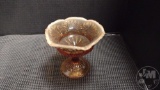 FENTON AMBER OPALESCENT PEDESTAL DISH, AND OTHER PCS. (3) PIECES