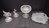 FENTON CRYSTAL VELVET BUTTERFLY, OWL, WATER LILLY COMPOTE