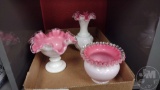 FENTON SILVER CREST WITH ROSE OVERLAY (3) PIECES