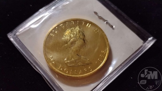 1985 .999 GOLD CANADIAN MAPLE LEAF COIN, UNC, 1 OZT