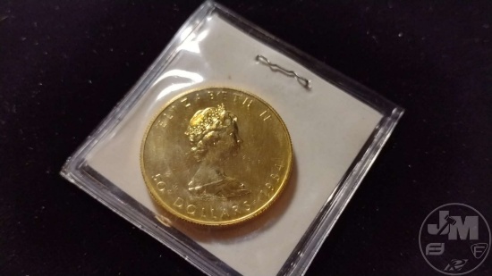 1984 .999 GOLD CANADIAN MAPLE LEAF COIN, UNC, 1 OZT