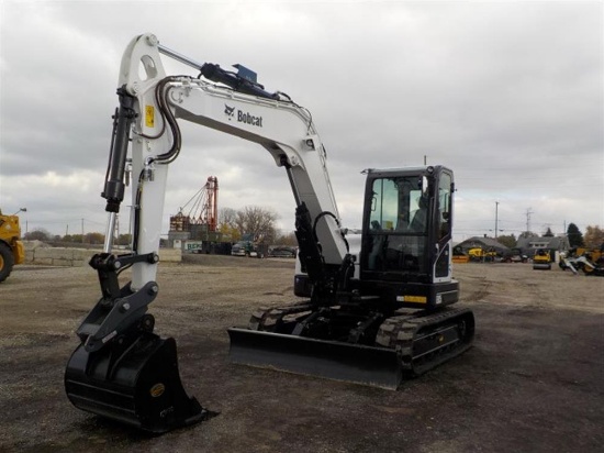 2017 Bobcat E85 Rubber Tracks, Blade, Offset, CV, QH, Piped c/w A/C, Serial