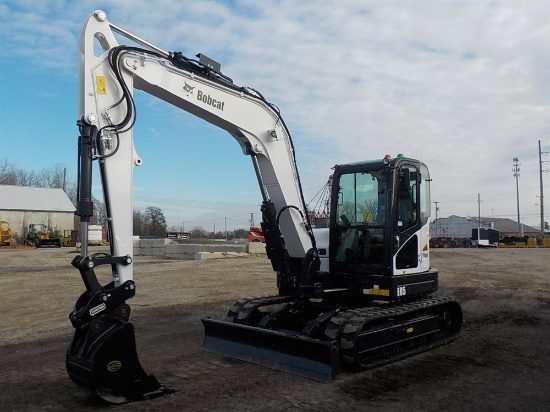 2017 Bobcat E85 Rubber Tracks, Blade, Offset, CV, QH, Piped, Aux. Piping c/