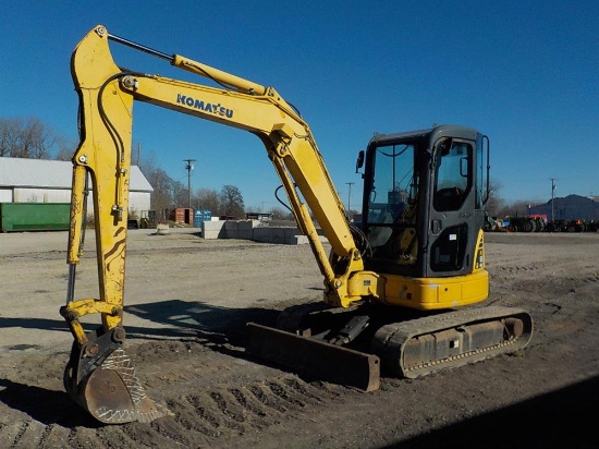 2006 Komatsu PC50 MR-2 Mini Excavator, Cab, Rubber Tracks, Backfill Blade,