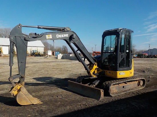 2007 John Deere 50D Mini Excavator, Cab, Rubber Tracks, Backfill Blade, Swi