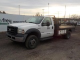 2006 Ford F550 Flatbed Truck, DSL Engine, Steelbed, Auto Crane, 4x4, Serial