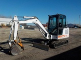 Bobcat X331 Mini Excavator, Cab, Rubber Tracks,Backfill  Blade, Swing Boom