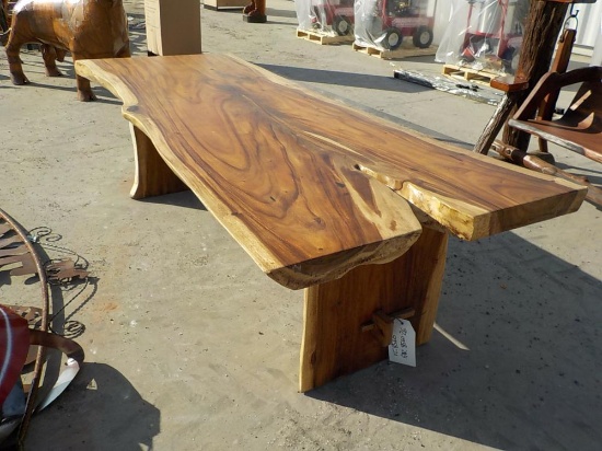 8' Long Teak Wood Slab Table, 3" Thick