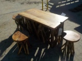 Teak Wood Branch Table, c/w 4 Chairs