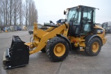 2018 CAT 908M Rubber Tired Loader, Cab, QC c/w Joystick Controls, Bucket &