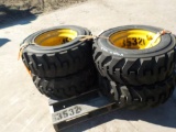 Pallet of 10-16.5 Tires and Rims to suit CAT Skidsteer (4 of)