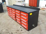 10' Work Bench/Tool Cabinet c/w 25 Drawers