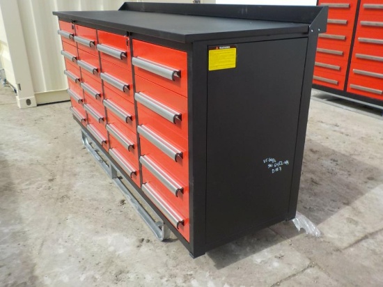 7' Work Bench/Tool Cabinet c/w 20 Drawers