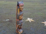 6' Teak Wood Totem Pole