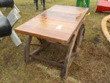 Teak Wood Wagon Wheel Coffee Table