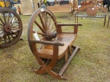 Teak Wood Wagon Wheel Bench