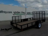 Topline JTW12 6.4'x12' Trailer c/w Gate & Tail Gate- Wood Floor, 3500lb. Ax