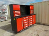 7' Work Bench/Tool Cabinet c/w 18 Drawers with Locks