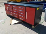 10' Work Bench/Tool Cabinet c/w 2 Doors, 15 Drawers