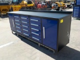 10' Work Bench/Tool Cabinet c/w 2 Doors, 15 Drawers