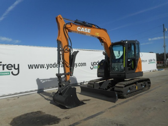Case CX75CSR Hydraulic Excavator, 18" Rubber Block Pads, Blade, Offset, QH,
