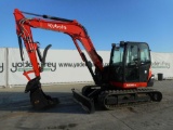 2016 Kubota KX080-4 Hydraulic Excavator, Rubber Tracks, Blade, Offset, CV,