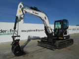 2019 Bobcat E85 EM Hydraulic Excavator, 18'' Pads, Rubber Tracks, Blade, Of