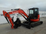 2017 Kubota U48-4 Mini Excavator, Rubber Tracks, Blade, Offset, CV, QH, Pip