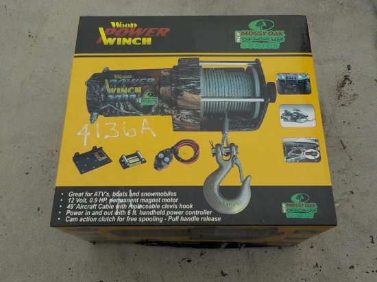 2000LB ATV Wood Power Winch-Camo