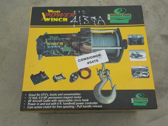 2000LB ATV Wood Power Winch-Camo