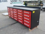 10' Work Bench/Tool Cabinet c/w 15 Drawers