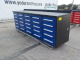 10' Work Bench/Tool Cabinet c/w 15 Drawers