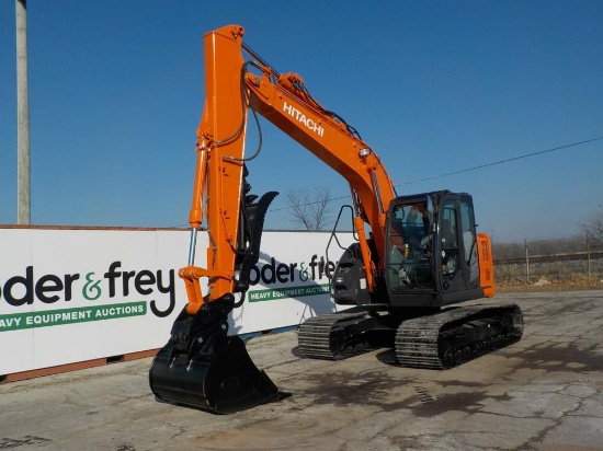 2017 Hitachi ZX135US-6 Excavator c/w Cab, A/C, 28"/700mm Pads, CV, QH, Aux