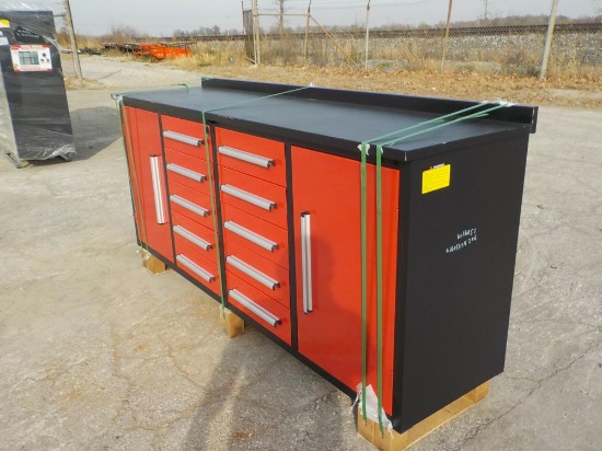 Steelman  7' Work Bench c/w 10 Drawer, 2 Cabinets - Unused