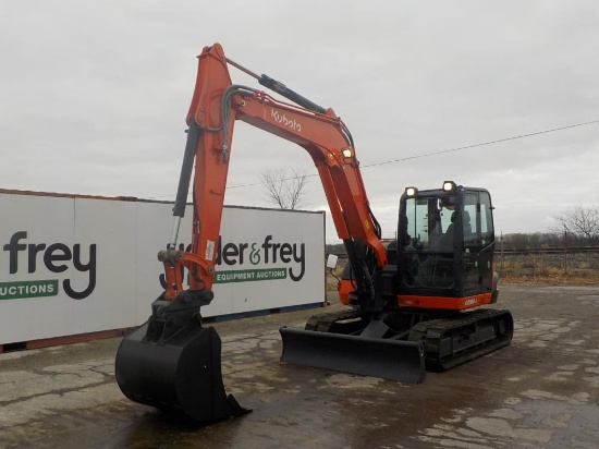 2016 Kubota KX080-4 Excavator c/w Cab, A/C, Rubber Tracks, Blade, Swing Boo
