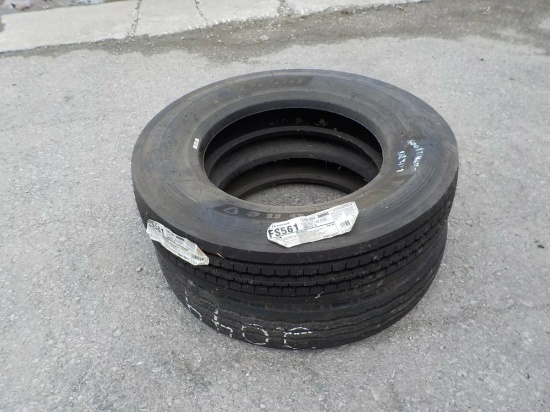 2 Steering Tires 9R22.5 (One New)