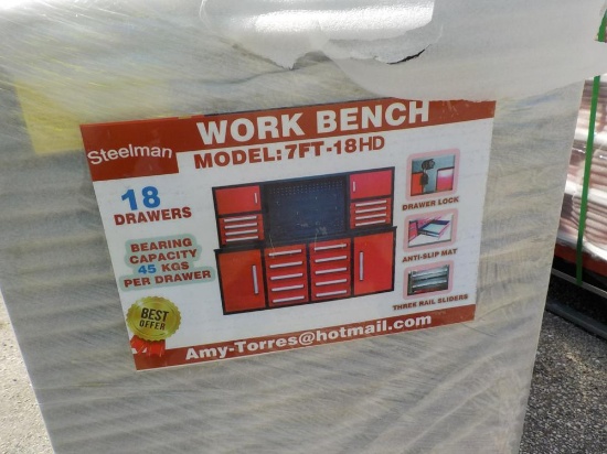 Steelman  7' Work Bench, 18 Drawers - Unused