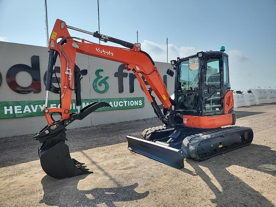 2019 Kubota U48-4 Mini Excavator c/w Cab, Rubber Tracks, Blade, Offset, QH,