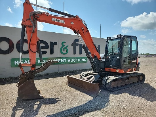 2013 Kubota KX080-4 Cab, Rubber Tracks, Blade, Offset, QH, Piped, Aux Hydra
