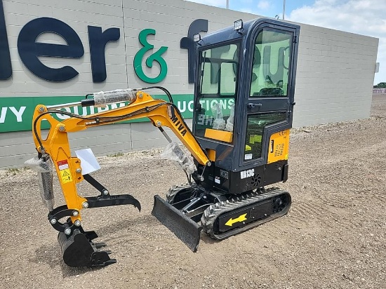 2023 Miva VA13C Mini Excavator, Cab, Rubber Tracks, 16" Digging Bucket, Pip