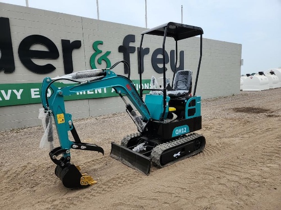 2023 AGROTK QH12 Mini Excavator c/w OROPS, Rubber Tracks, Blade, Bucket, Ma