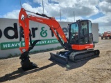 2021 Kubota KX060-5 Excavator c/w Cab, Rubber Tracks, Blade, Offset, CV, QH